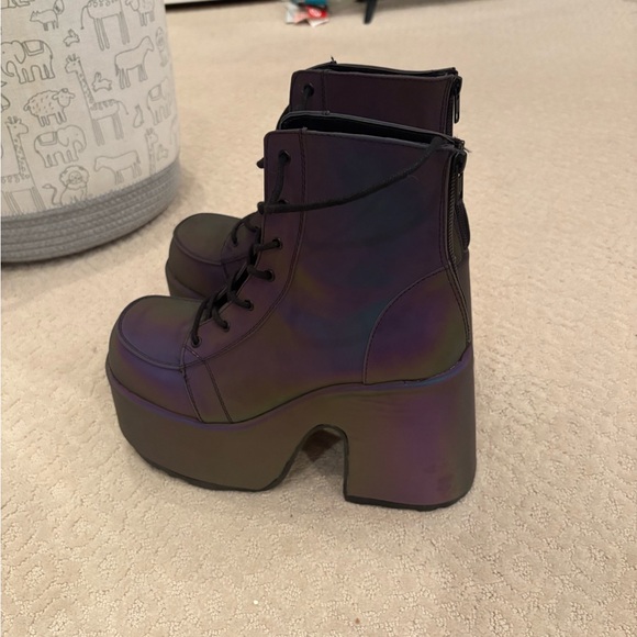 Demonia Camel 203 Multi Reflective Platform Boots - Picture 3 of 8